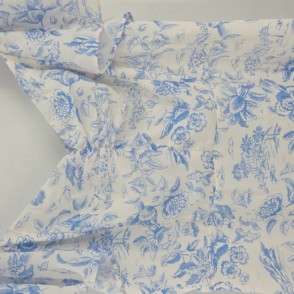 Chic Blue And White Floral Maxi Dress - Picture 10 of 16